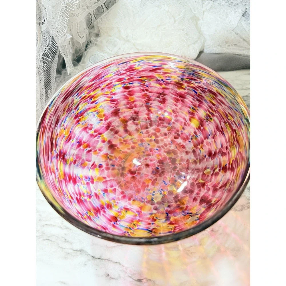 Beautiful Hand Blown Glass Bowl With Signature Dated 2003 6